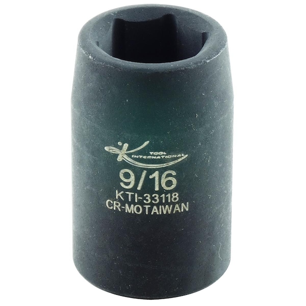 K-Tool International 1/2" Drive Impact Socket black oxide, Stndrd 6 Pnt 1/2"Dr, 9/16 KTI-33118 - main